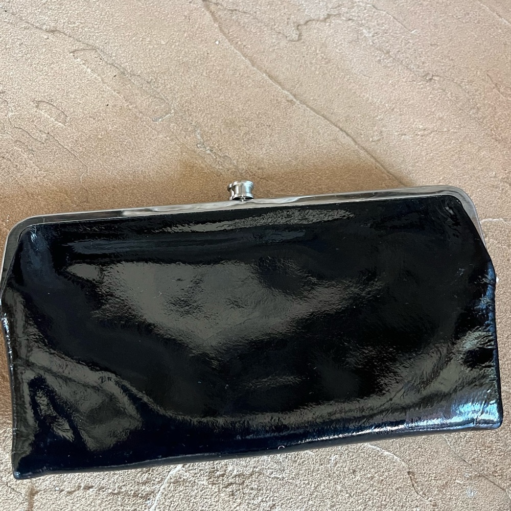 Black patent leather Hobo Lauren clutch (Birthday edition)